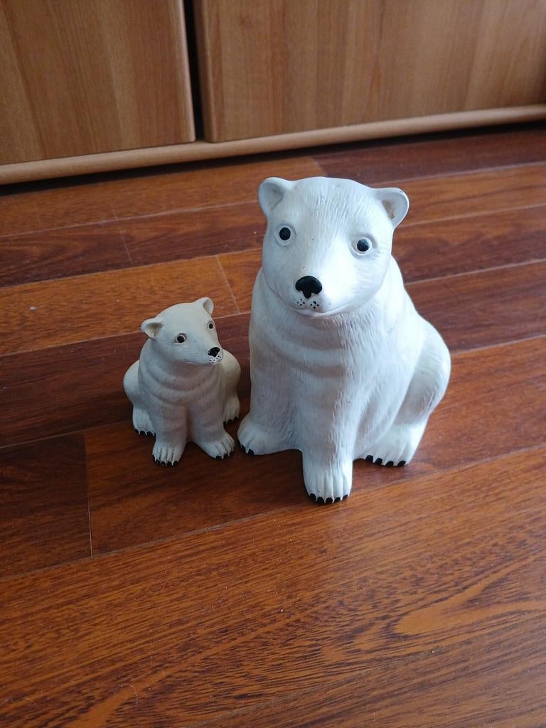 Set van 2 witte ijsberen – decoratie beeldjes, Ophalen, Gebruikt, Dier