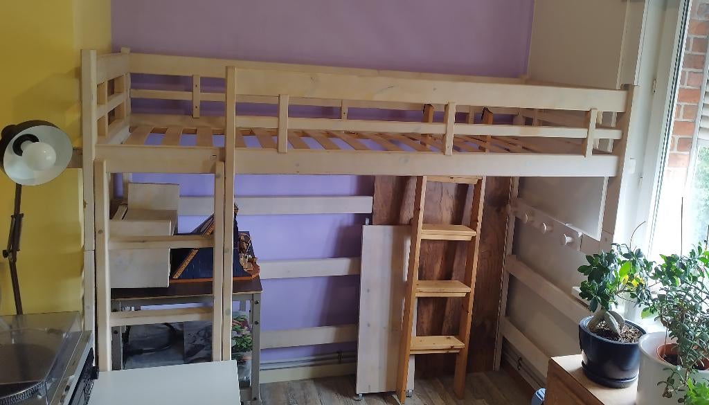 Lit mezzanine, lit bébé, lits superposés,  massif, bon état, Enlèvement ou Envoi, Comme neuf, Lits superposés