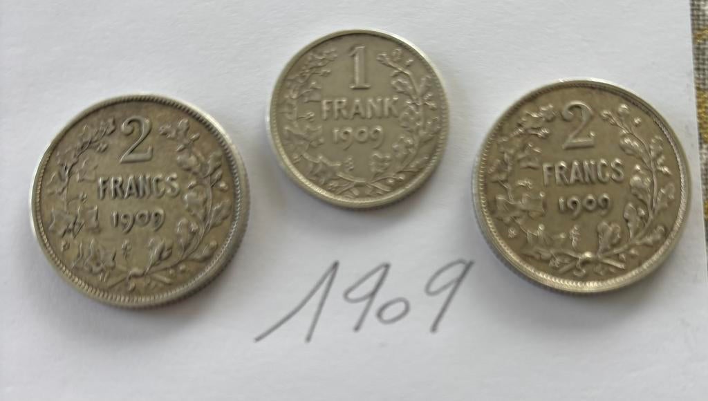 3 zilveren munten Leopold II, Zilver, Ophalen of Verzenden, Losse munt, Zilver
