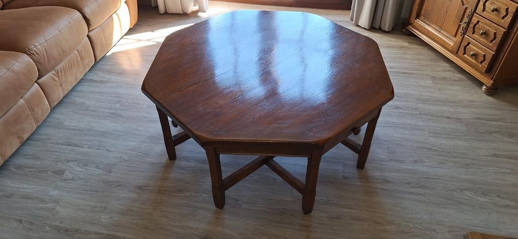 Table basse à 8 angles en chêne massif, Enlèvement