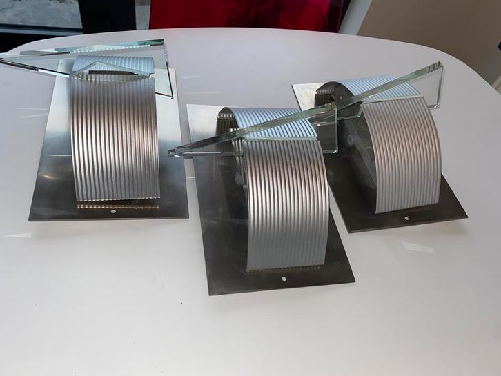 3 appliques murales design de luxe, Maison & Meubles, Lampes | Appliques, Utilisé, Verre, Métal, Enlèvement ou Envoi