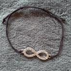 Infinity verstelbare armband met zwarte strass, Handtassen en Accessoires, Armbanden, Ophalen of Verzenden, Nieuw, Zwart, Met strass