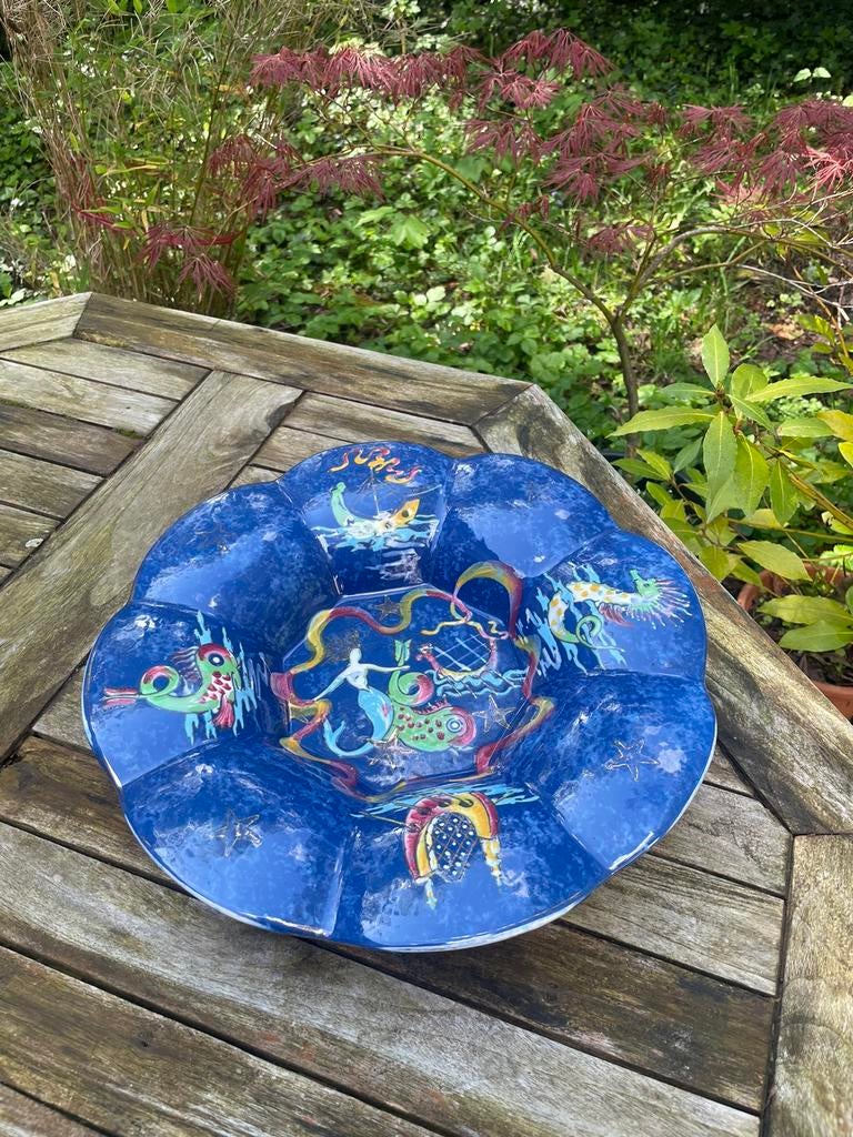 Plat plissé Boch en forme de sirène rare, Antiquités & Art, Enlèvement ou Envoi