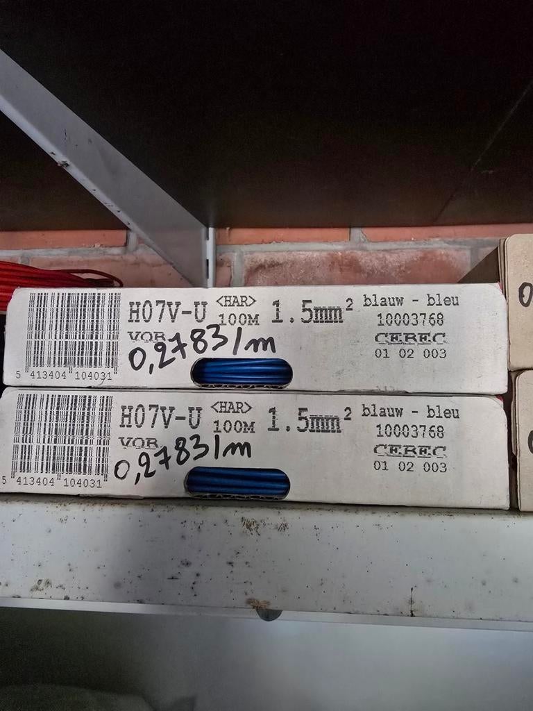 Vob 1,5 mm volle rollen 100 van meter, Bricolage & Construction, Électricité & Câbles, Enlèvement