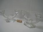 2 antieke glazen kandelaars met 2 armen, Antiek en Kunst, Ophalen