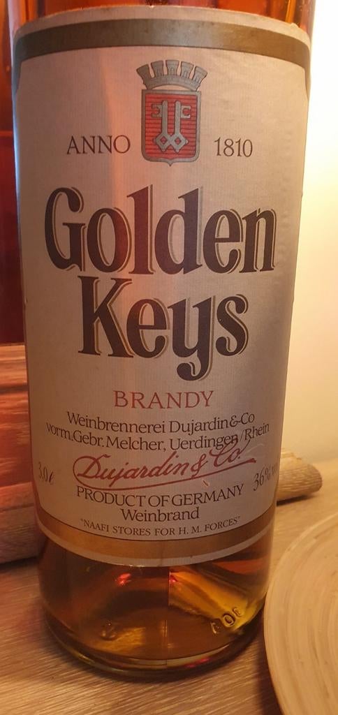 Brandy Golden Keys Vintage Dujardin — 3 litres (non ouvert), Collections, Vins, Enlèvement
