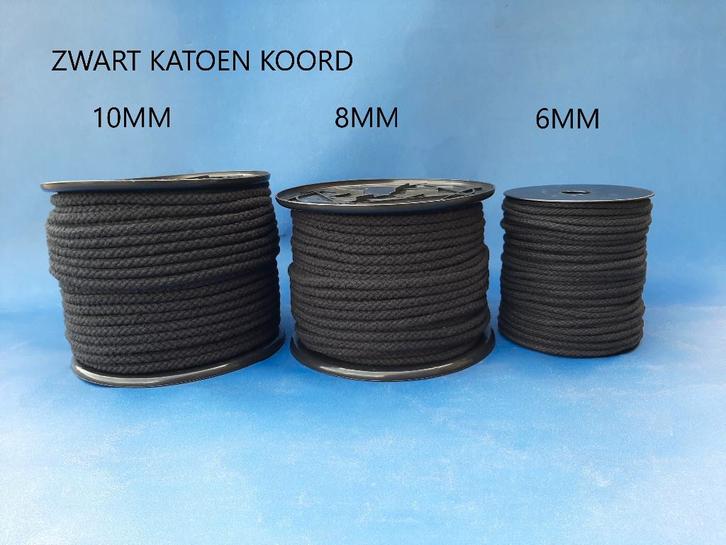 10mm Katoen touw Zwart gevlochten katoen koord, Hobby & Loisirs créatifs, Bricolage, Neuf, Matériel, Enlèvement ou Envoi