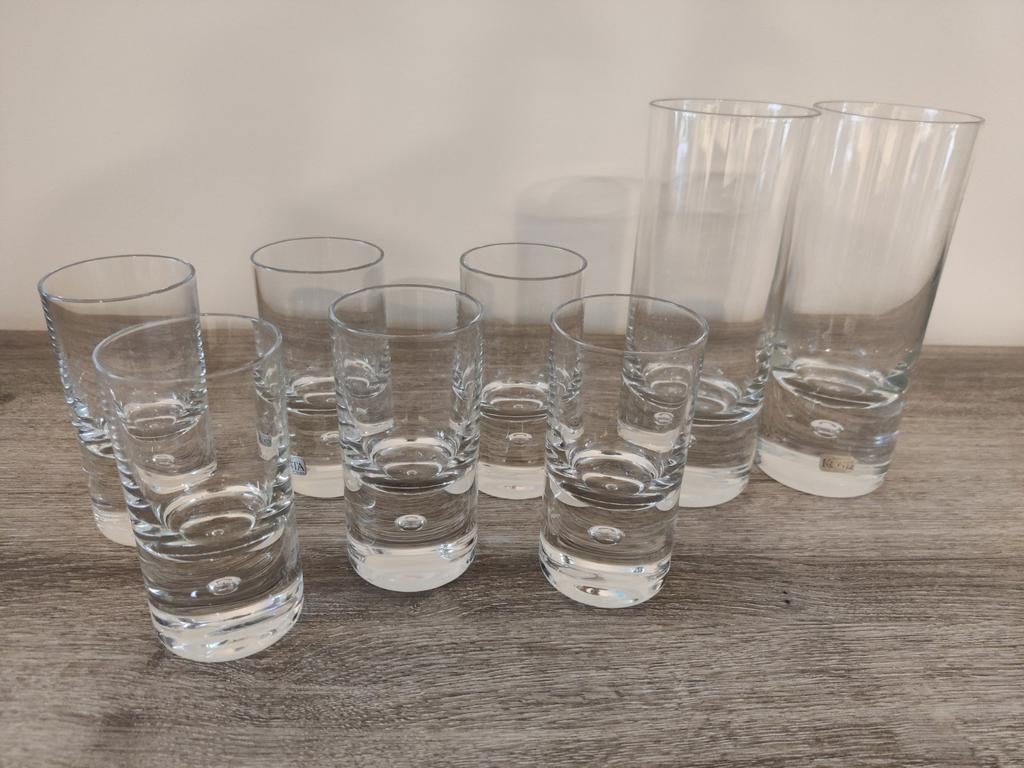 Lot de 8 verres épais Kosta Boda, Enlèvement ou Envoi