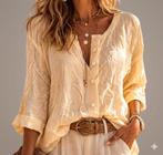 Vintage licht gele zomer blouse, Taille 38/40 (M), Jaune, Comme neuf, Vintage