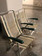 2 chaises de camping en version rayée gris clair/beige/vert, Caravanes & Camping, Meubles de camping, Enlèvement, Comme neuf
