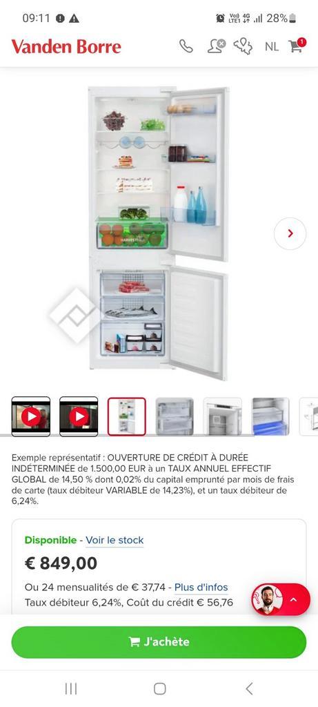 Réfrigérateur-congélateur encastrable BEKO neuf, Electroménager, Réfrigérateurs & Frigos, Neuf