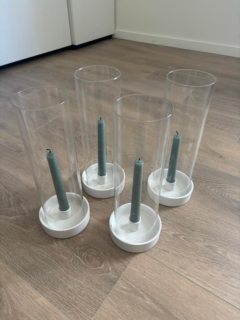 Set van 4 glazen kaarshouders, Enlèvement, Comme neuf
