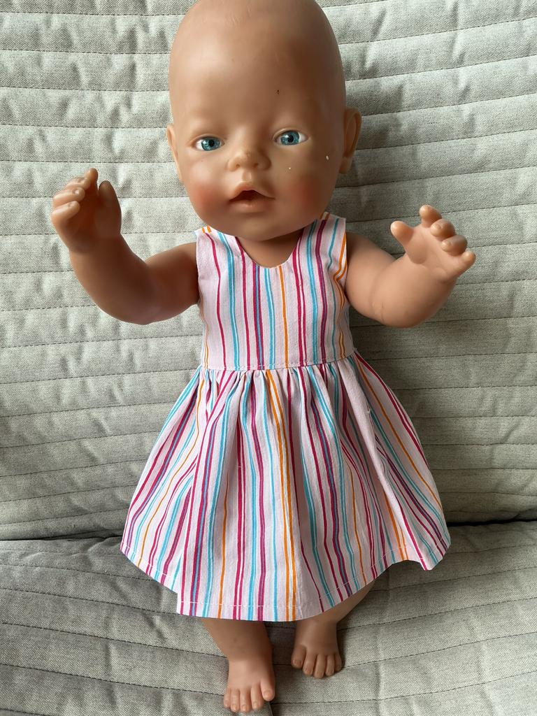 101. Babyborn: Nieuw roos gestreept zomerjurkje, Ophalen of Verzenden, Nieuw, Babypop