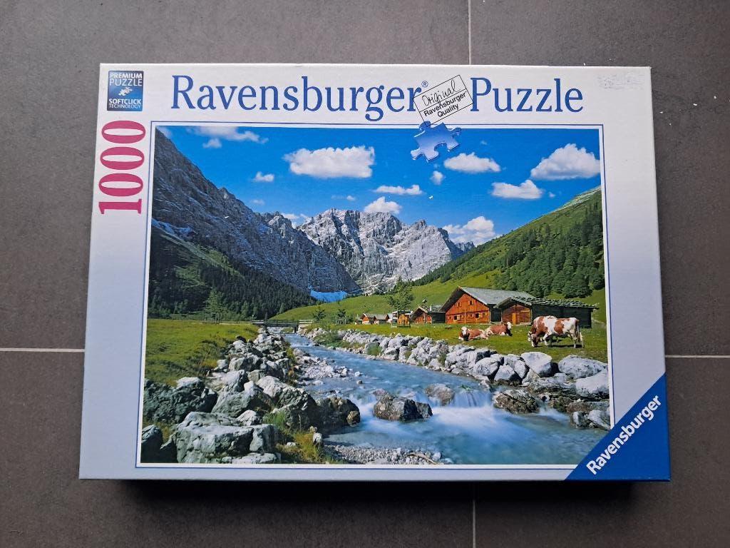 puzzel berglandschap Ravensburger 1000 stuks, bijna nieuw, Hobby & Loisirs créatifs, Sport cérébral & Puzzles, Enlèvement, 500 à 1500 pièces
