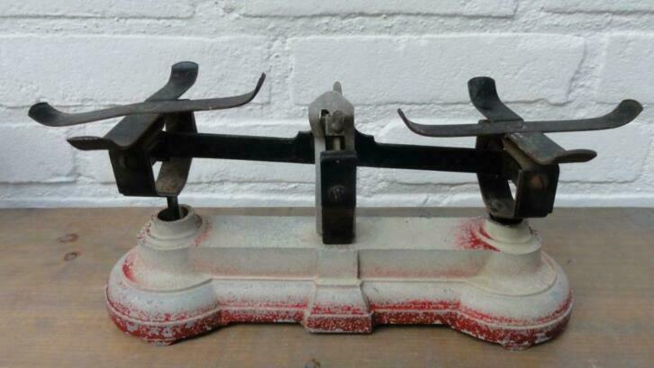 Frans brocante kinder / poppen weegschaaltje, Antiquités & Art, Curiosités & Brocante, Enlèvement ou Envoi