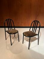 Paire de chaises vintage Mallet Stevens / velours léopard, Enlèvement, Comme neuf, Noir, Bois