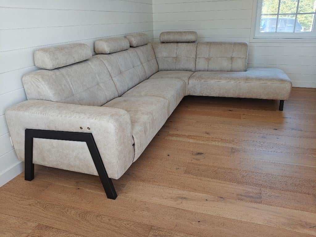 Moderne stoffen hoeksalon met relax, Maison & Meubles, Canapés | Coins salons complets, Comme neuf, Métal, Tissus, Enlèvement