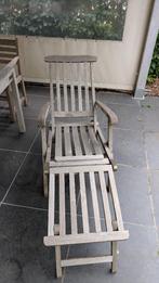 Teak ligzetel, Ophalen, Gebruikt, Teakhout, Verstelbaar