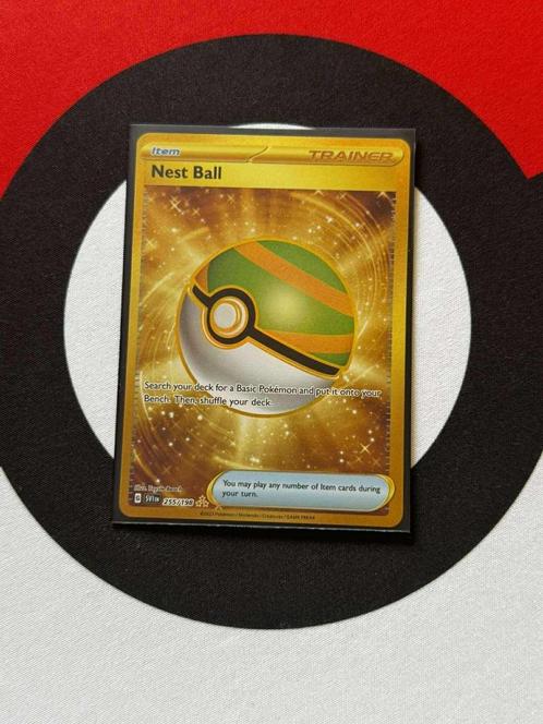 Pokémon - Scarlet & Violet - Nest Ball (255/198) Gold - NM, Hobby en Vrije tijd, Verzamelkaartspellen | Pokémon, Zo goed als nieuw