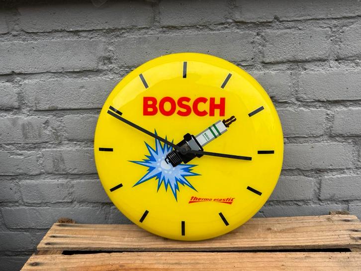 BOSCH Bougie oude reclame klok, Verzamelen, Merken en Reclamevoorwerpen, Gebruikt, Reclamebord, Ophalen of Verzenden