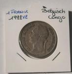 Belgisch Congo 1 frank 1922 Vl, Postzegels en Munten, Munten | België, Verzenden