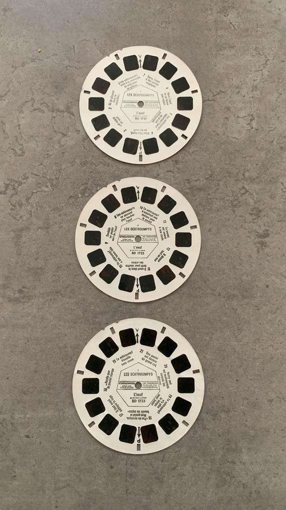 Vintage View-Master — De Smurfen „The Egg” (3 schijven), Verzamelen, Speelgoed, Gebruikt, Ophalen of Verzenden