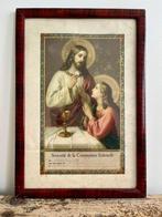 Cadre religieux communion 1931 vintage 42 x 29 cm