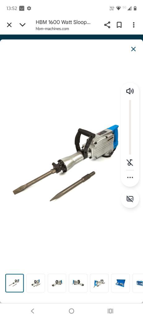 Sloophamer HBM machines, Doe-het-zelf en Bouw, Gereedschap | Boormachines, Gebruikt, Boor- en/of Breekhamer, 600 watt of meer