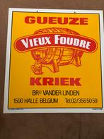 Geuze bordje brouwerij Vander Linden Halle, Ophalen of Verzenden, Zo goed als nieuw, Reclamebord, Plaat of Schild