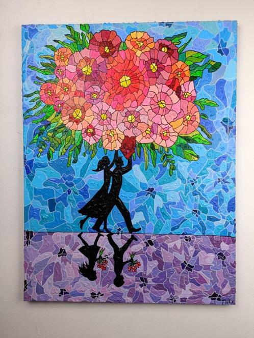 Le Bouquet, Antiek en Kunst, Kunst | Schilderijen | Abstract, Ophalen of Verzenden