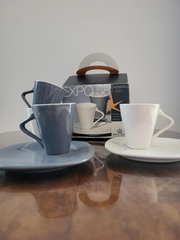 Expo 58 Royal Boch expresso set 4, Belgium, heruitgave 2008, Huis en Inrichting, Keuken | Servies, Ophalen of Verzenden