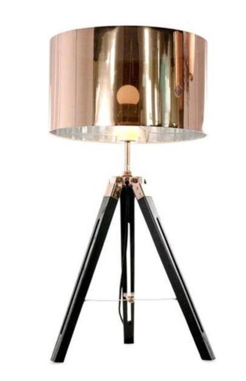 Design tafellamp zwart & koper nieuw, Huis en Inrichting, Lampen | Tafellampen, Nieuw, 50 tot 75 cm, Hout, Kunststof, Metaal, Ophalen of Verzenden