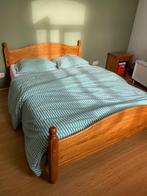 Ensemble Lit Sommier Matelas Tables de nuit, Maison & Meubles, 140 cm, Brun, Enlèvement, Utilisé