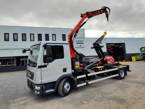 MAN TGL 12.250 Containersysteem Jimeca met kraan Palfinger P, Auto's, Vrachtwagens, Bedrijf, MAN, Diesel, Euro 6, Automaat, Zilver of Grijs
