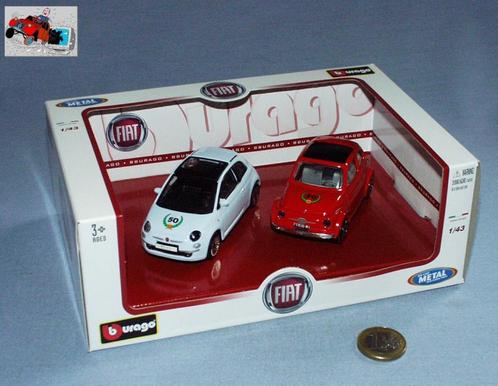Coffret Bburago : Set 2 x Fiat 500 (Bleu et Rouge) 50 ans, Hobby & Loisirs créatifs, Voitures miniatures | 1:43, Neuf, Voiture