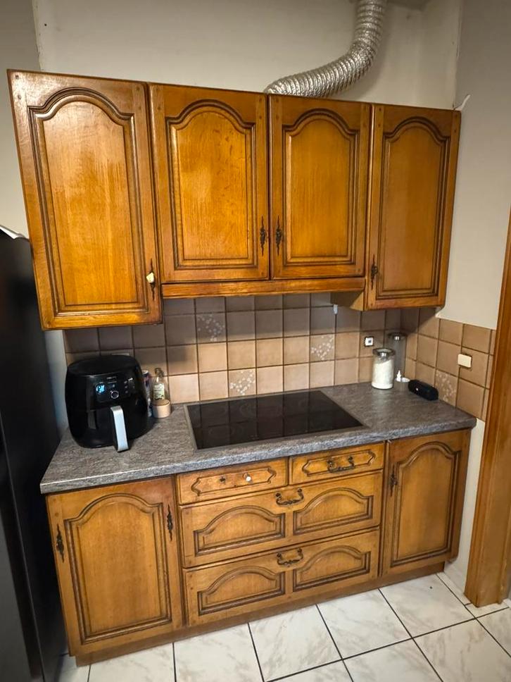 Keuken - exclusief toestellen, gratis af te halen, Huis en Inrichting, Keuken | Complete keukens, Gebruikt, Hoekkeuken, Bruin