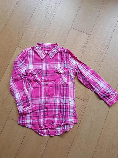 Roos/wit geruit hemd met knippers Maat 146, Kinderen en Baby's, Kinderkleding | Maat 146, Zo goed als nieuw, Meisje, Overhemd of Blouse