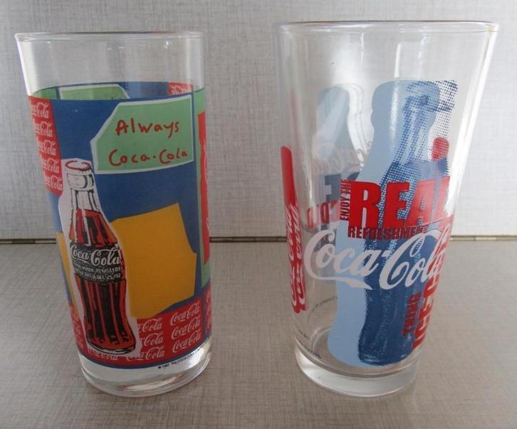 2 verres Coca-Cola vintage - pièces individuelles - LIQUIDAT, Collections, Verres & Petits Verres, Utilisé, Verre à soda, Enlèvement ou Envoi