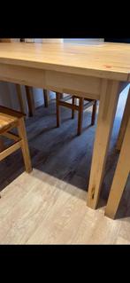 Table en pin avec tabourets IKEA, 100 tot 150 cm, Grenenhout, Gebruikt, Rechthoekig