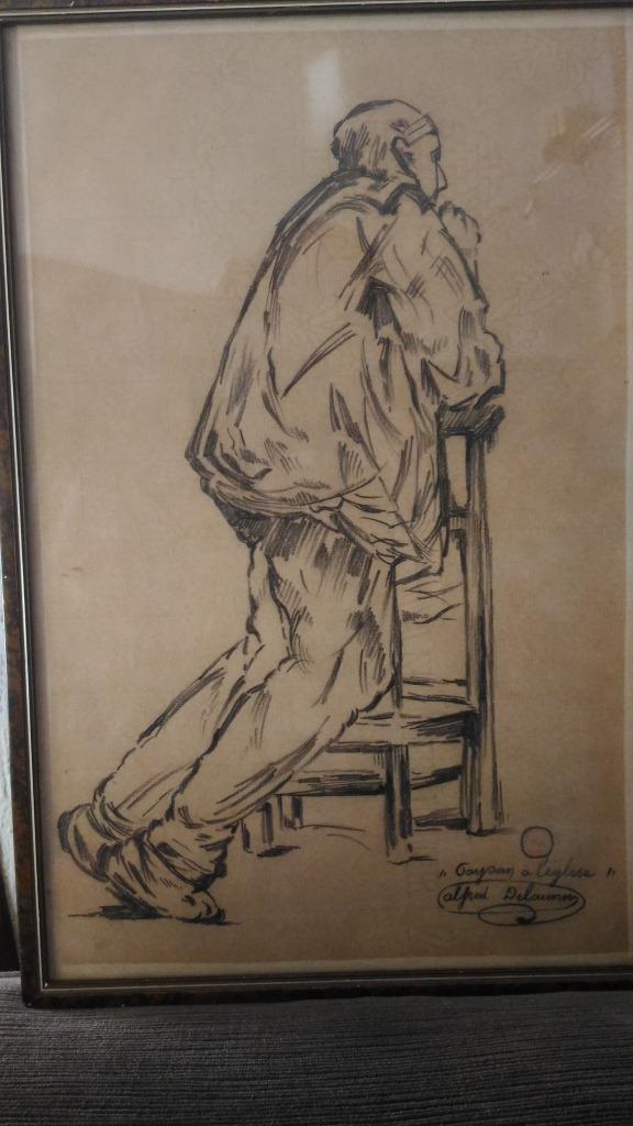 Houtskool van Alfred Delaunois, Antiek en Kunst, Kunst | Tekeningen en Fotografie, Ophalen