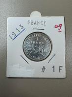 6 x Frankrijk 1 franc 1913, 1915, 1916, 1917, 1918 en 1919, Postzegels en Munten, Ophalen, Frankrijk, Losse munt, Zilver