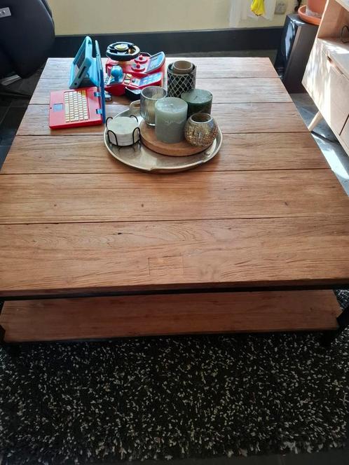 Salontafel hout/metaal, Huis en Inrichting, Tafels | Salontafels, Gebruikt, Ophalen