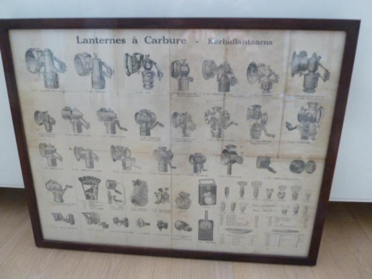 antieke fiets verlichting poster carbid oldtimer fiets, Verzamelen, Posters, Ophalen of Verzenden