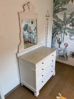 Mooie witte commode met spiegel en marmeren blad, Ophalen, 50 tot 70 cm, 105 cm of meer, Zo goed als nieuw