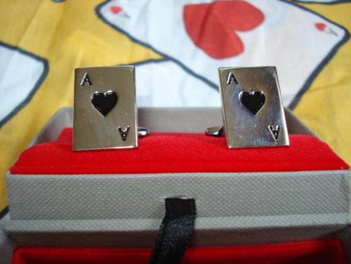 Gazoil manchetknopen/cufflinks hartenaas/ace of hearts, Handtassen en Accessoires, Manchetknopen, Nieuw, Overige materialen, Verzenden