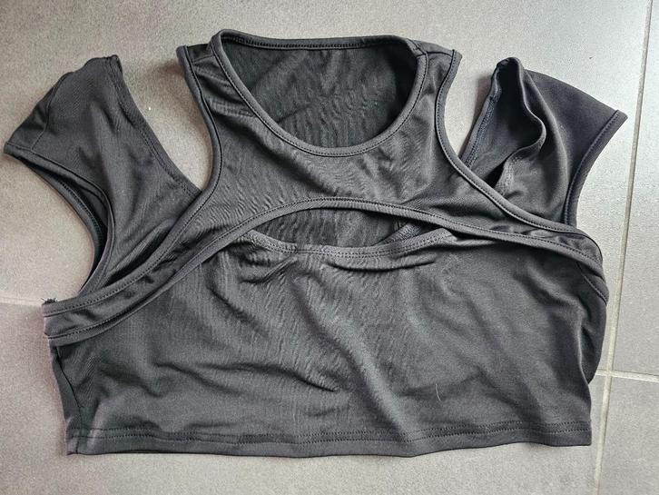 zwarte crop top (zonder mouwen), Kleding | Dames, Topjes, Zo goed als nieuw, Maat 42/44 (L), Zwart, Zonder mouw, Ophalen of Verzenden