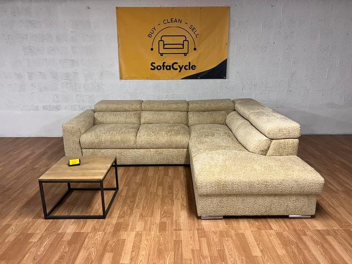 Showroommodel! Gele teddy zetel met slaapfunctie & opbergbox, Huis en Inrichting, Zetels | Voetbanken en poefs, Zo goed als nieuw