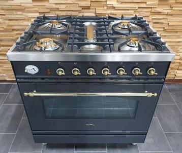 🔥Luxe Boretti Fornuis 80cm antraciet + messing 5 pits beschikbaar voor biedingen