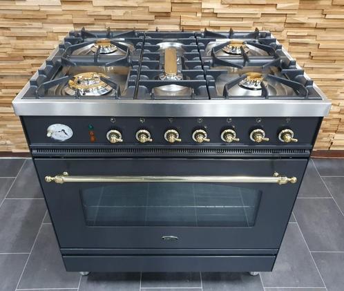 🔥Luxe Boretti Fornuis 80cm antraciet + messing 5 pits, Elektronische apparatuur, Fornuizen, Zo goed als nieuw, Vrijstaand, Gas