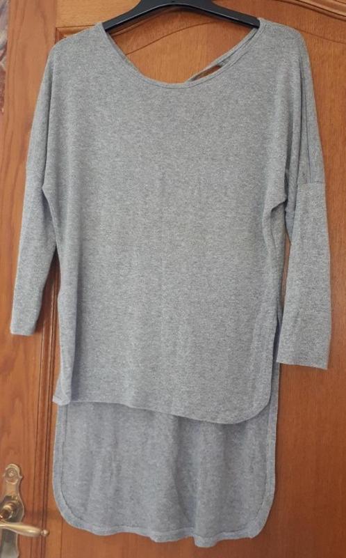 Top/tuniek - zilvergrijs met glinster - maat S/M, Kleding | Dames, Blouses en Tunieken, Zo goed als nieuw, Maat 36 (S), Grijs